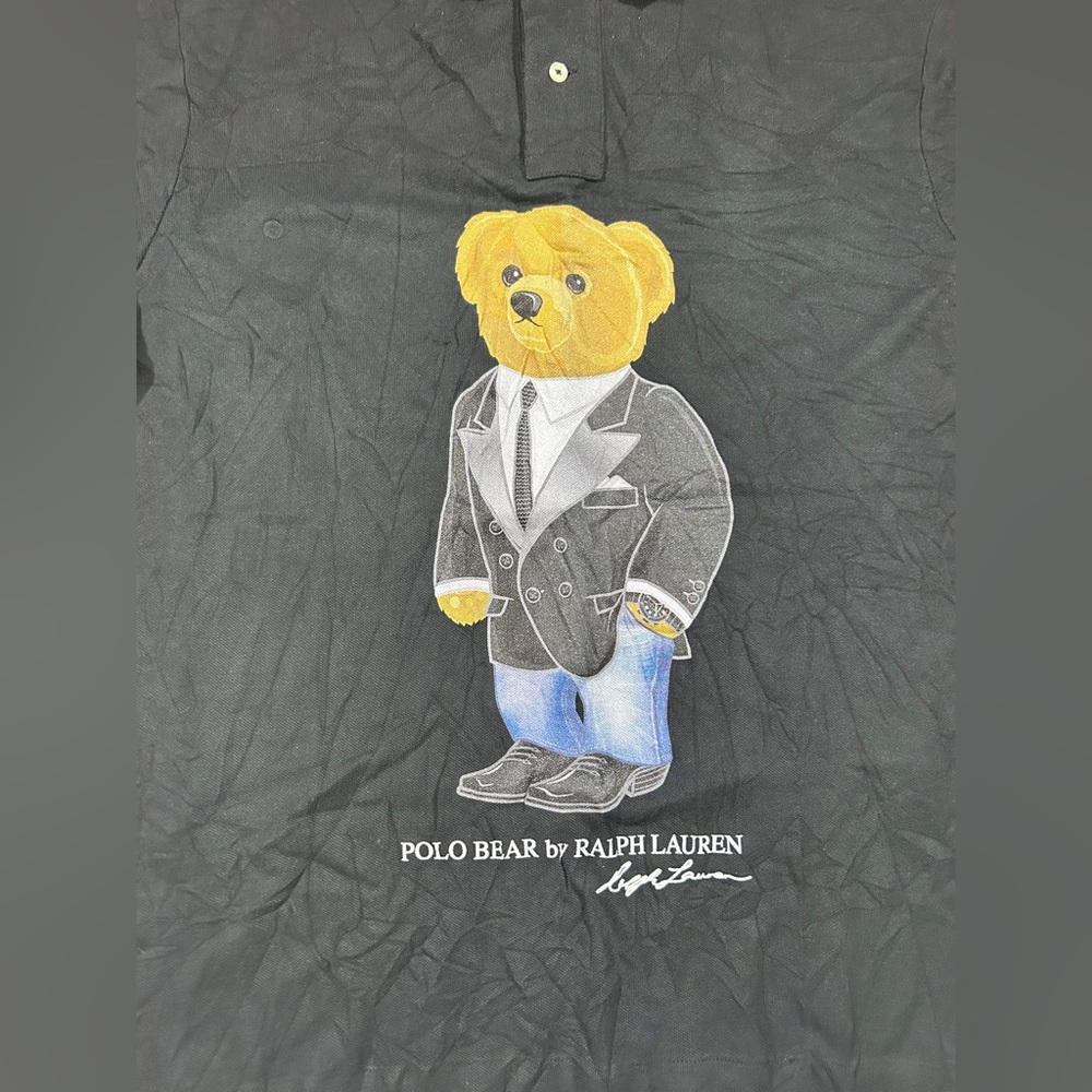 Polo Ralph Lauren Men's Polo Bear Polo Shirt Black Tuxedo Sz L - Picture 2 of 10